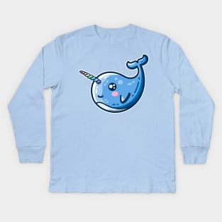 Narwhal With A Rainbow Horn Kids Long Sleeve T-Shirt